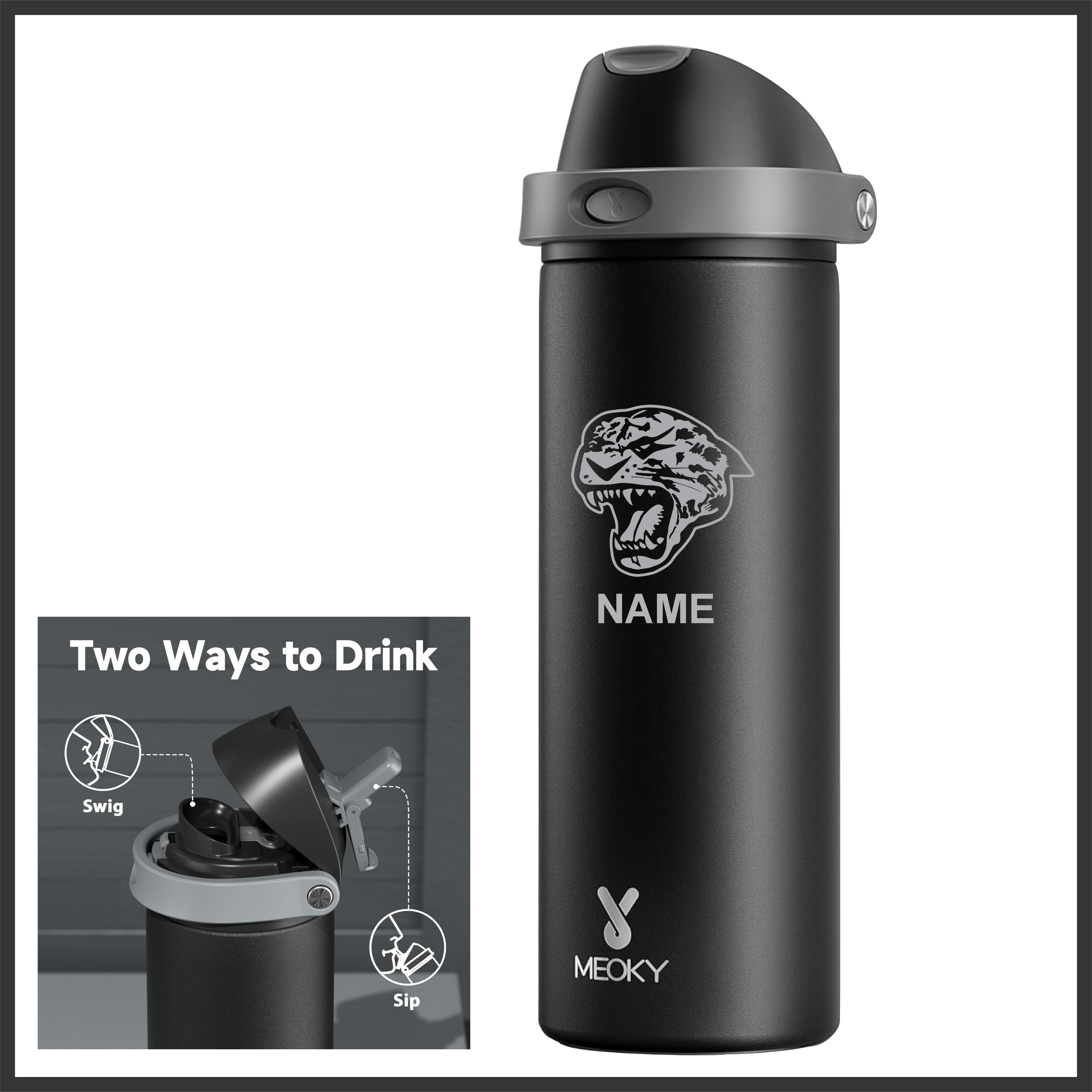 Malvern Soccer Engraved Personalized Dual Top Water Bottle