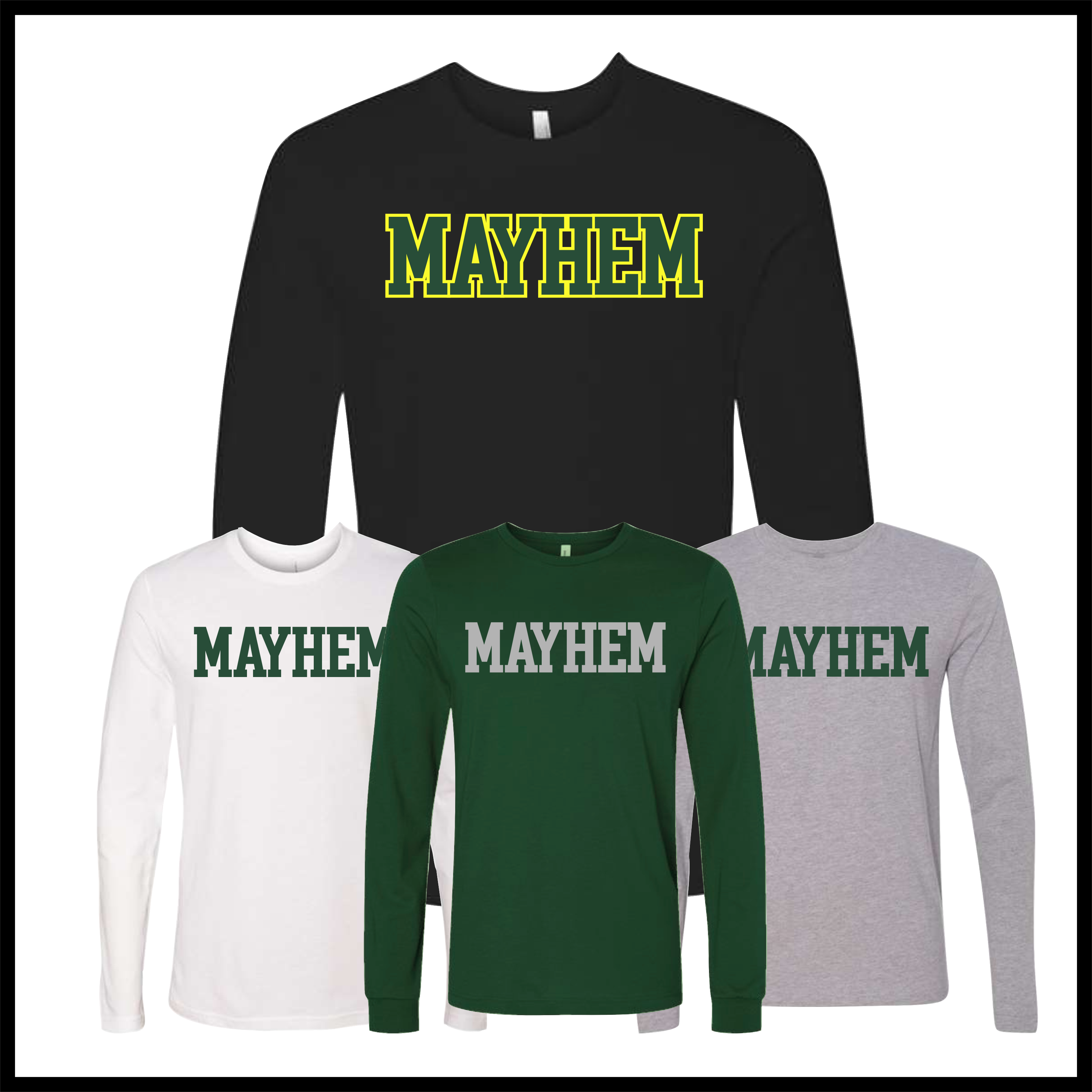 Mayhem BLOCK TEXT Long Sleeve Ringspun Cotton T-Shirt