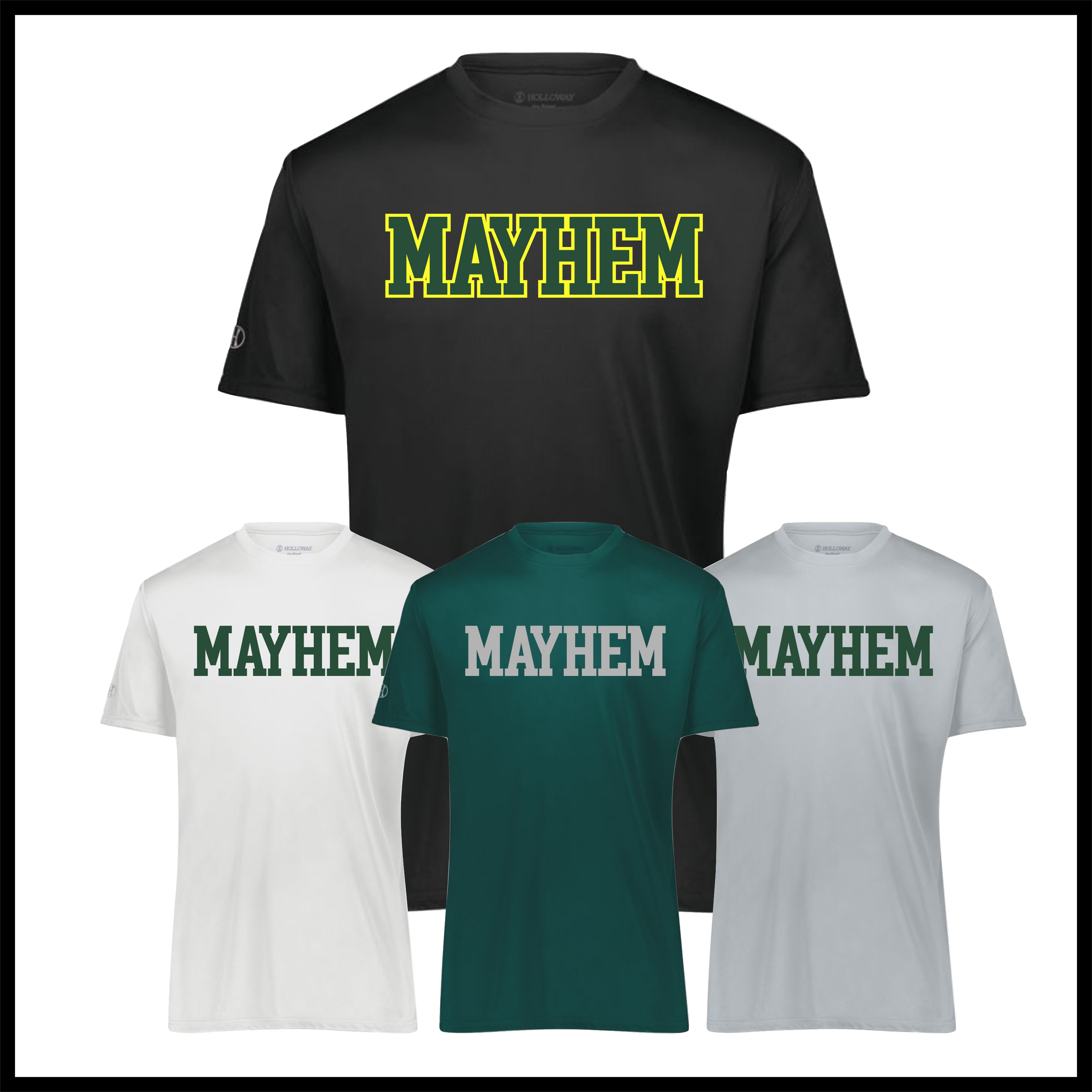 Mayhem BLOCK TEXT Short Sleeve 100% Poly Wicking T-Shirt