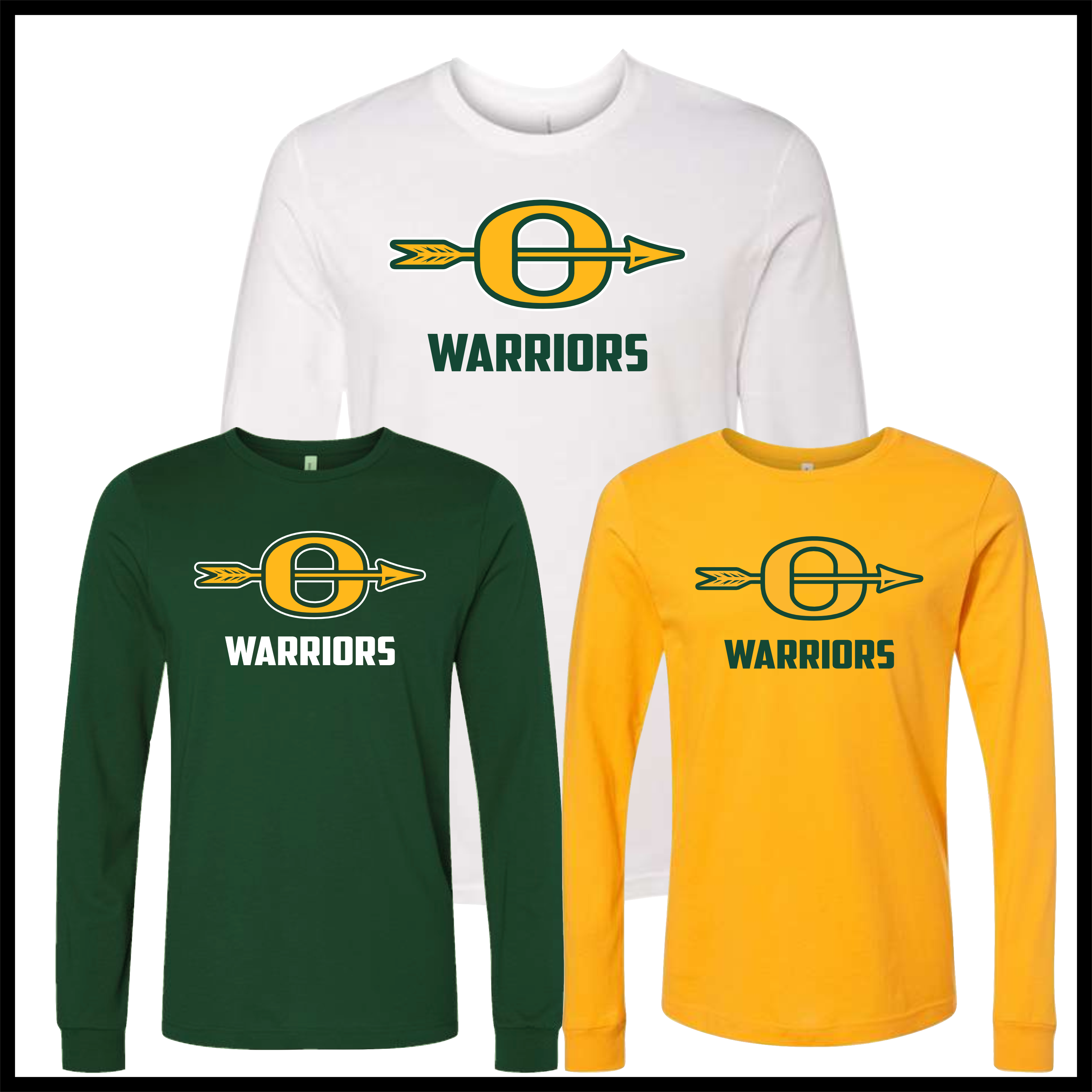 Ouachita Warriors Logo Long Sleeve Ringspun Cotton T-Shirt