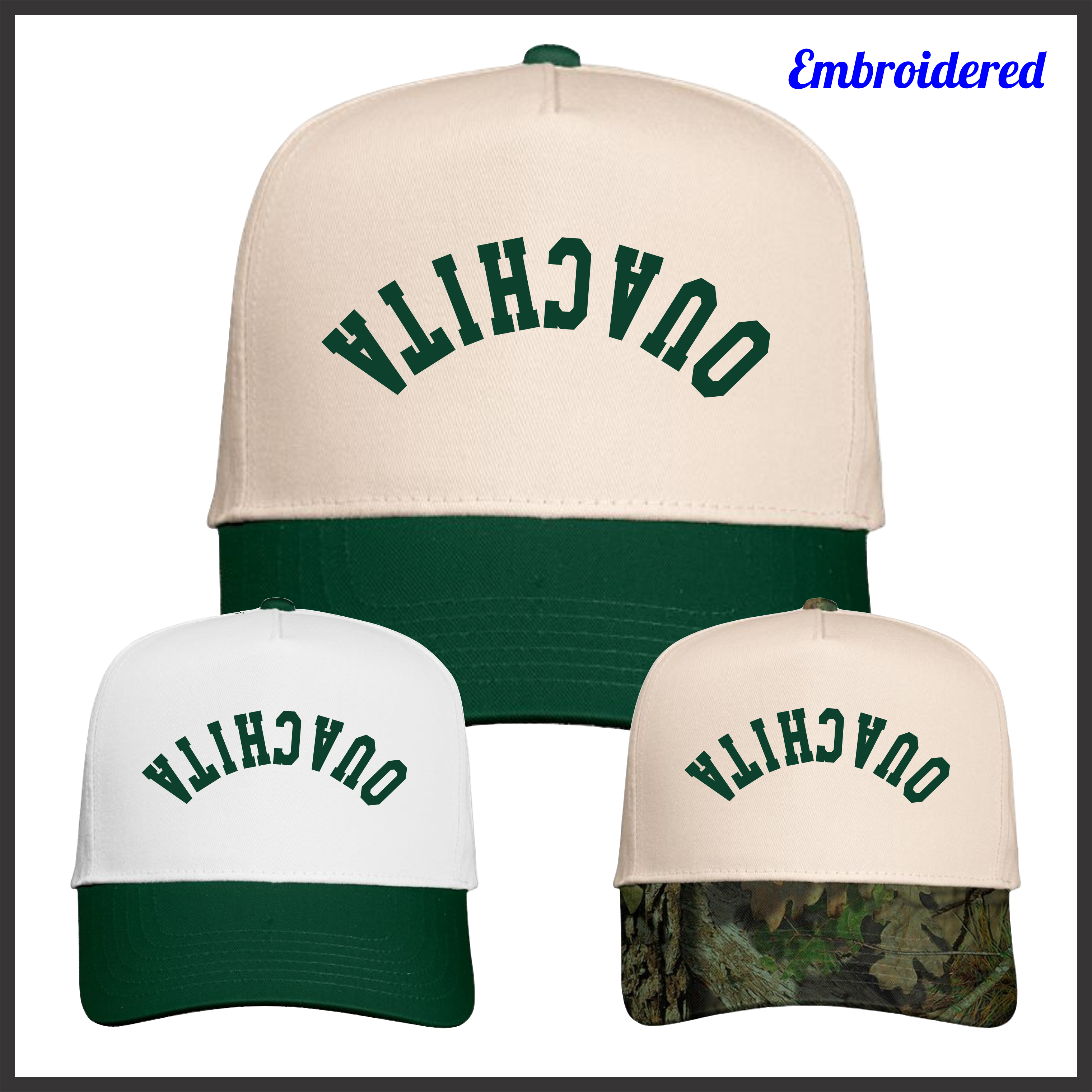 Ouachita Upside Down Text Hat (EMBROIDERED)