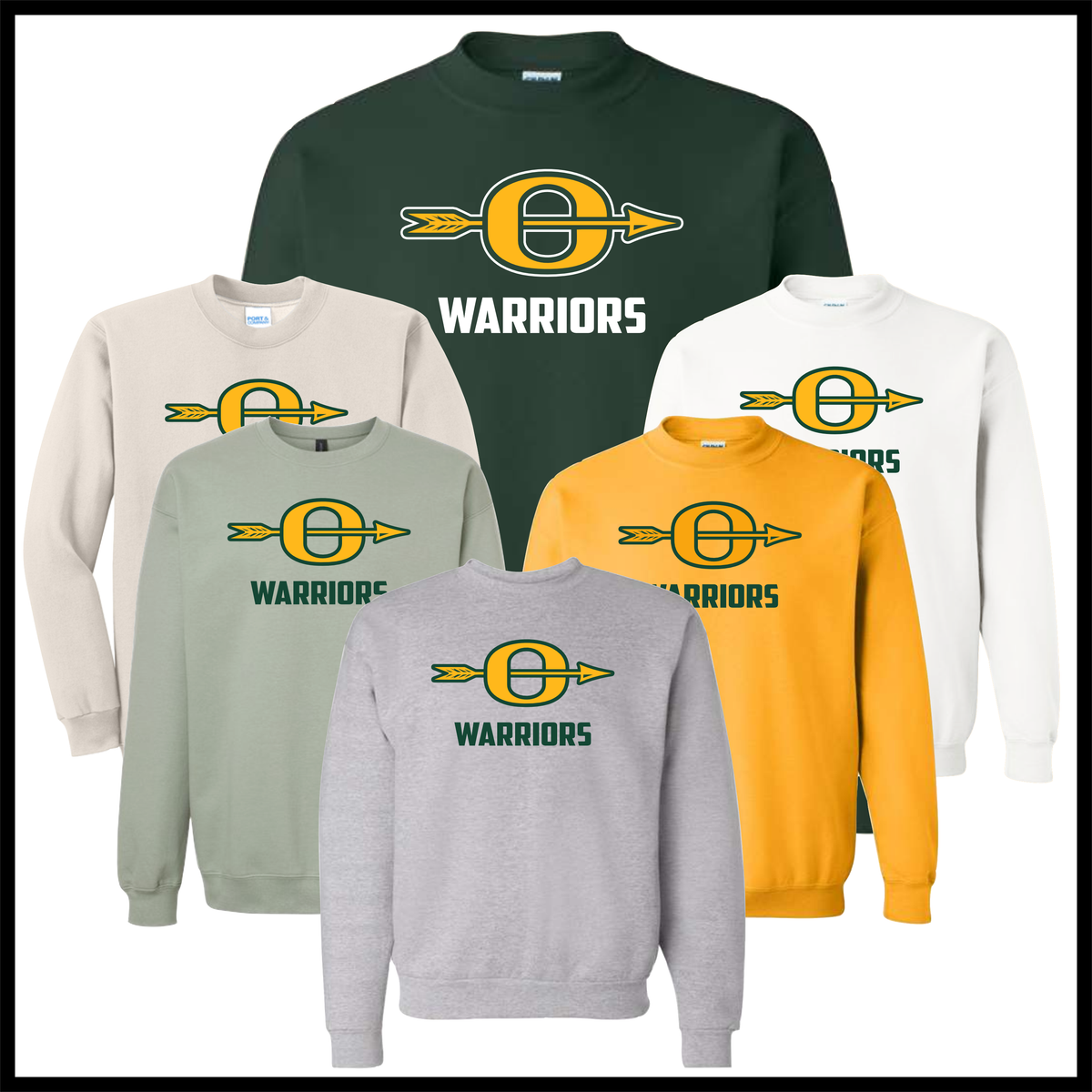Ouachita O Logo + Warriors Text Cotton Blend Crewneck Sweatshirt