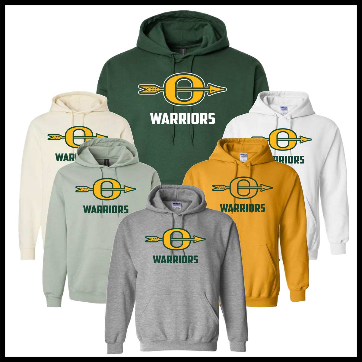 Ouachita O Logo + Warriors Text Cotton Blend Hoodie Sweatshirt