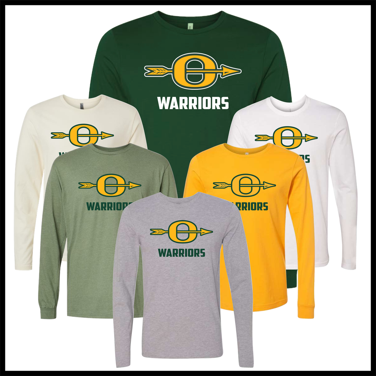 Ouachita O Logo + Warriors Text Long Sleeve Ringspun Cotton T-Shirt