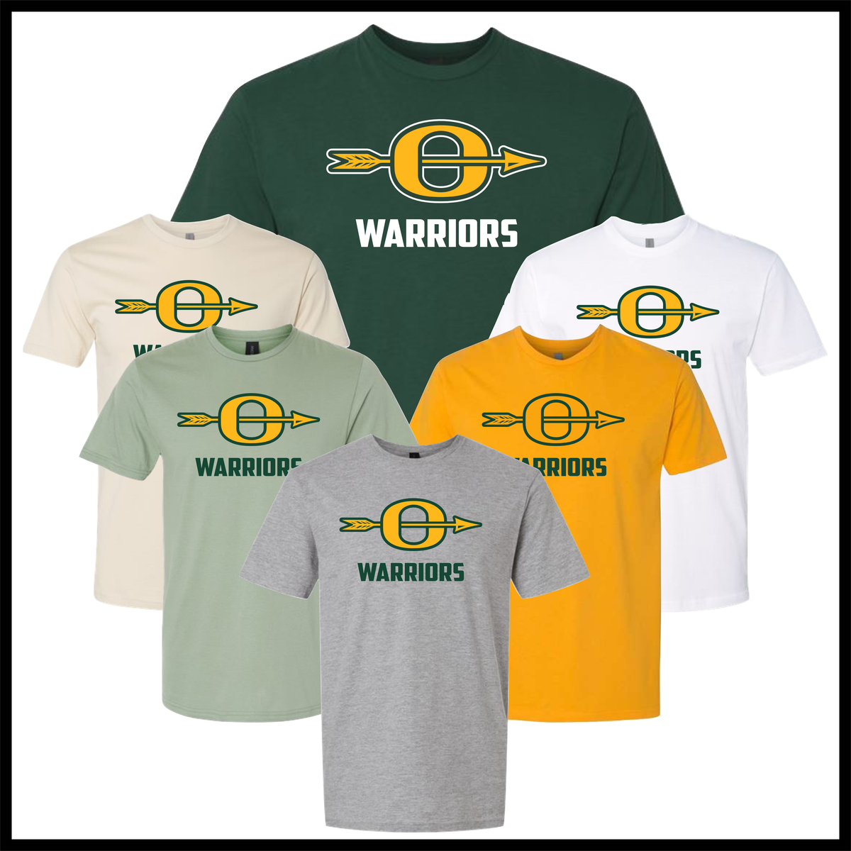 Ouachita O Logo + Warriors Text Short Sleeve Ringspun Cotton T-Shirt