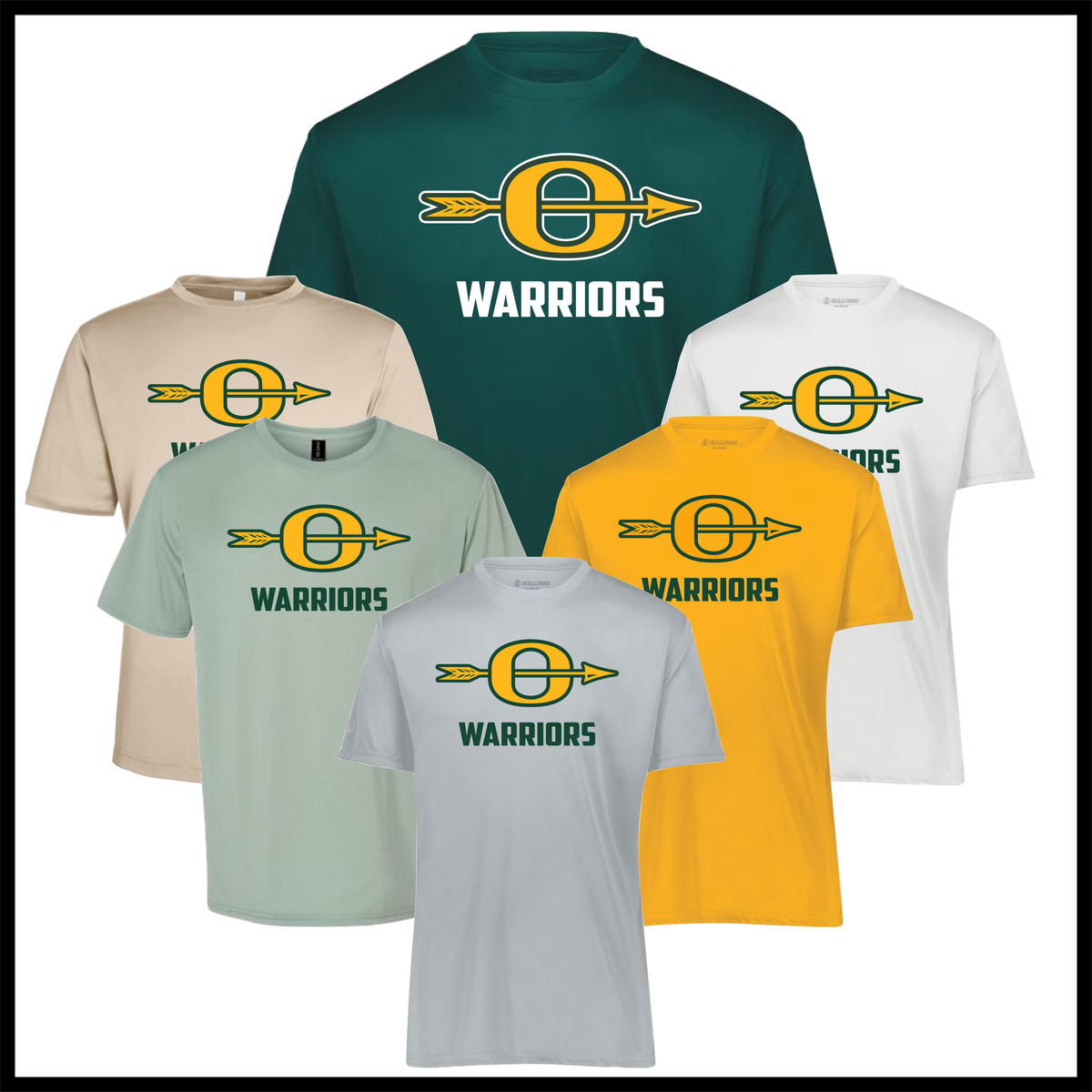 Ouachita O Logo + Warriors Text Short Sleeve 100% Poly Wicking T-Shirt