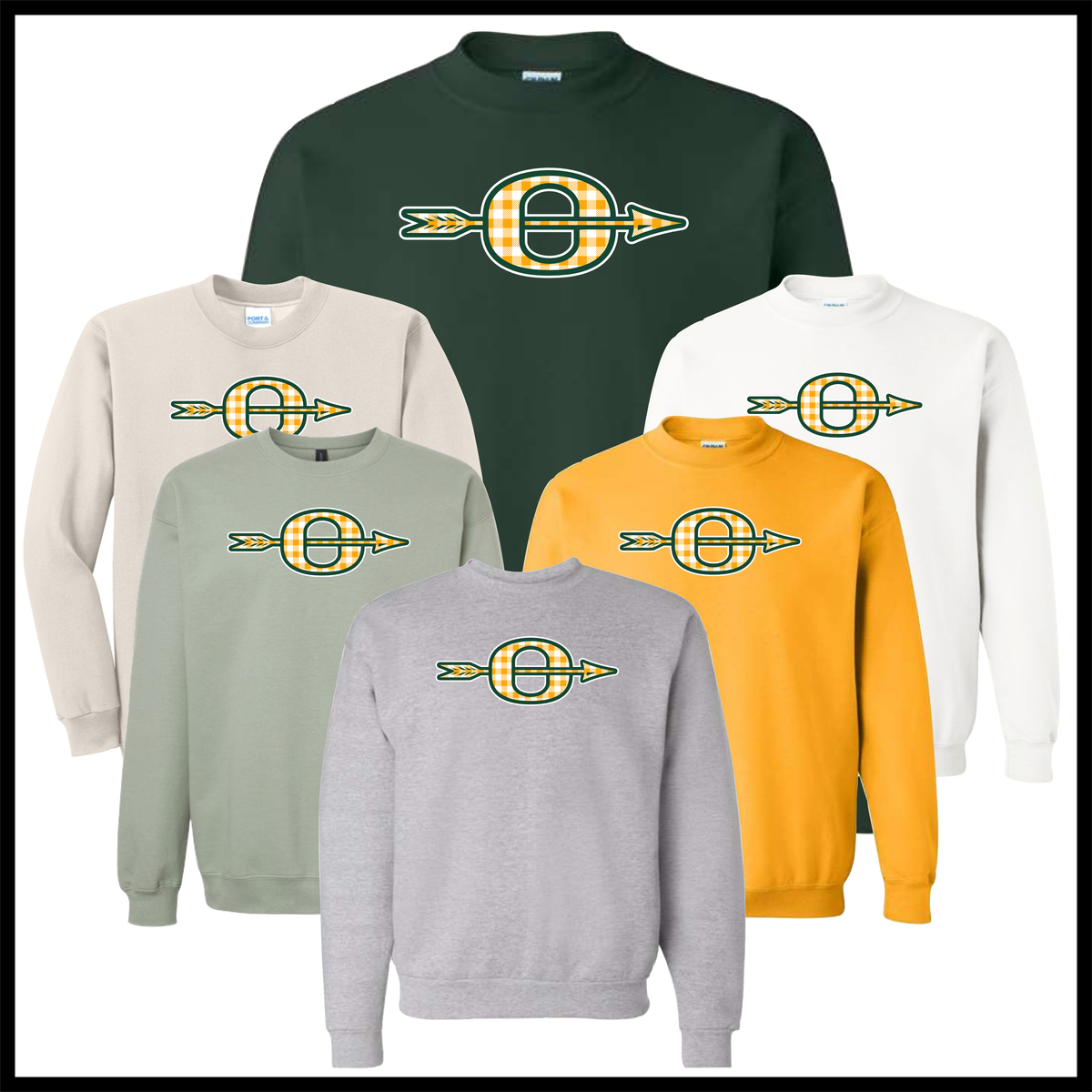 Ouachita Plaid O Logo Cotton Blend Crewneck Sweatshirt