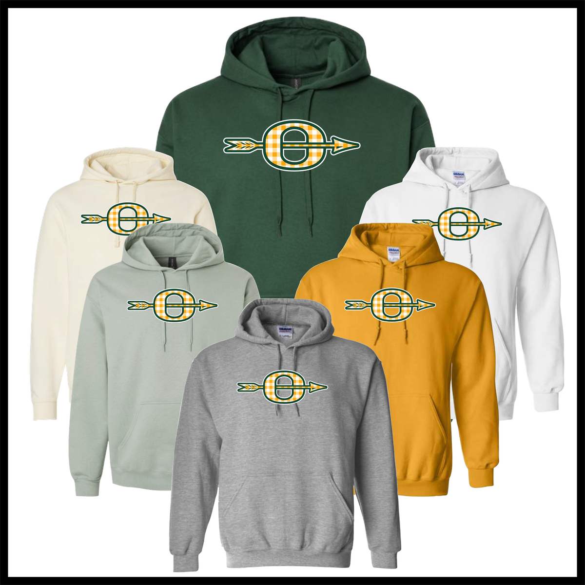 Ouachita Plaid O Logo Cotton Blend Hoodie Sweatshirt