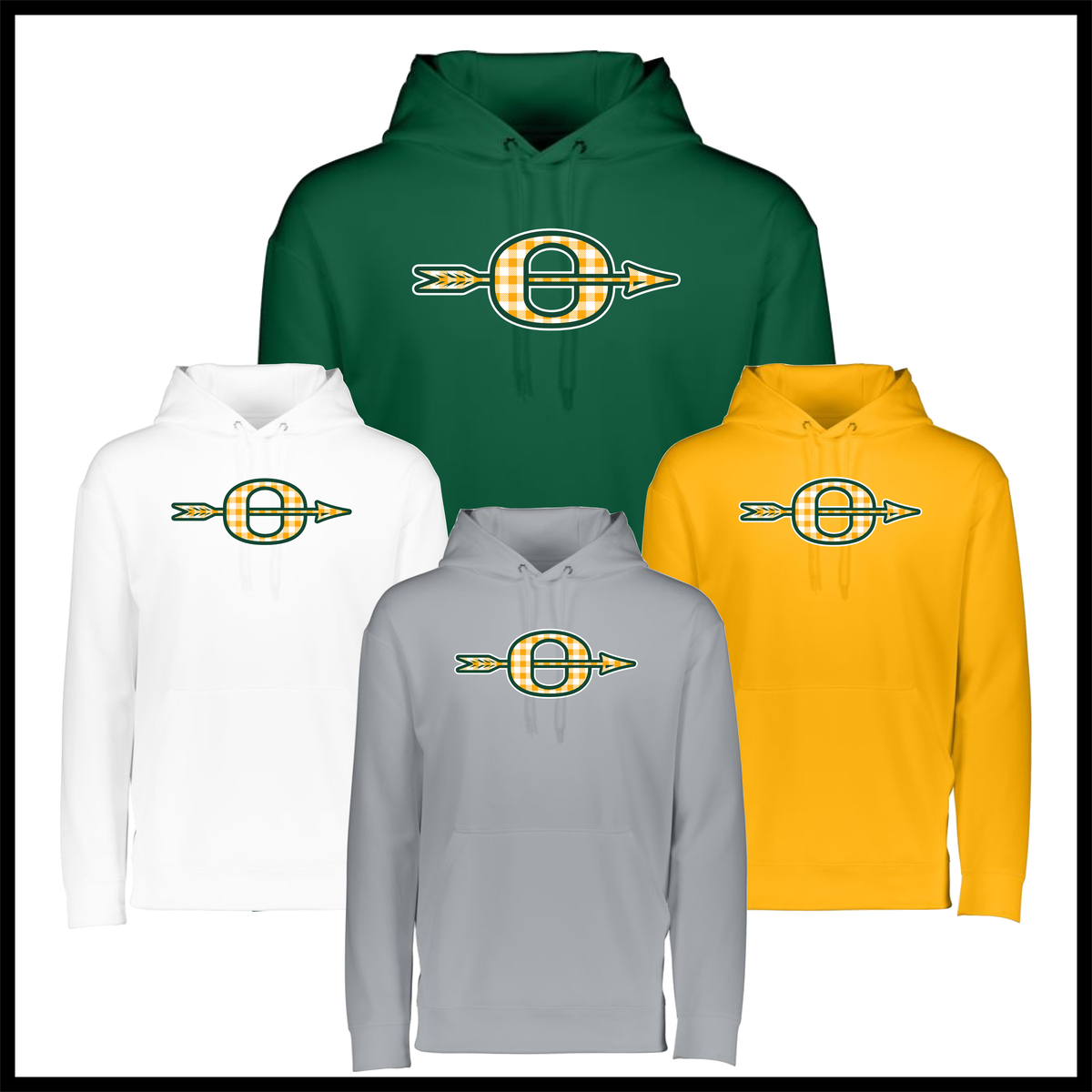 Ouachita Plaid O Logo 100% Poly Wicking Hoodie Sweatshirt