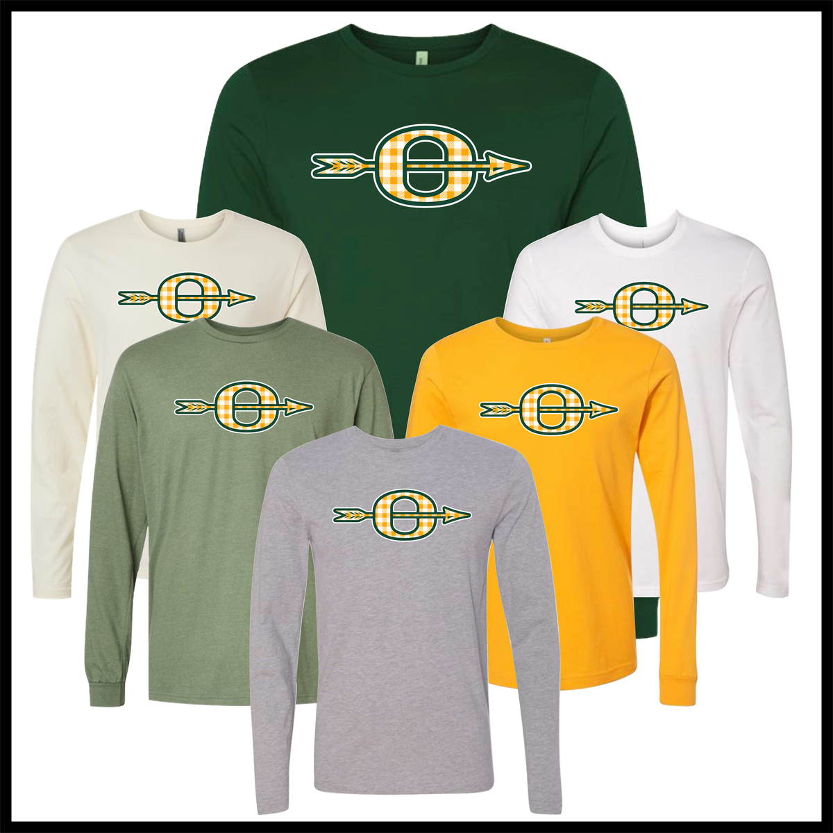 Ouachita Plaid O Logo Long Sleeve Ringspun Cotton T-Shirt
