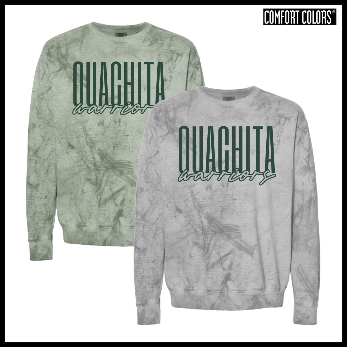 Ouachita Warriors Stacked Text Comfort Colors Colorblast Crewneck Sweatshirt