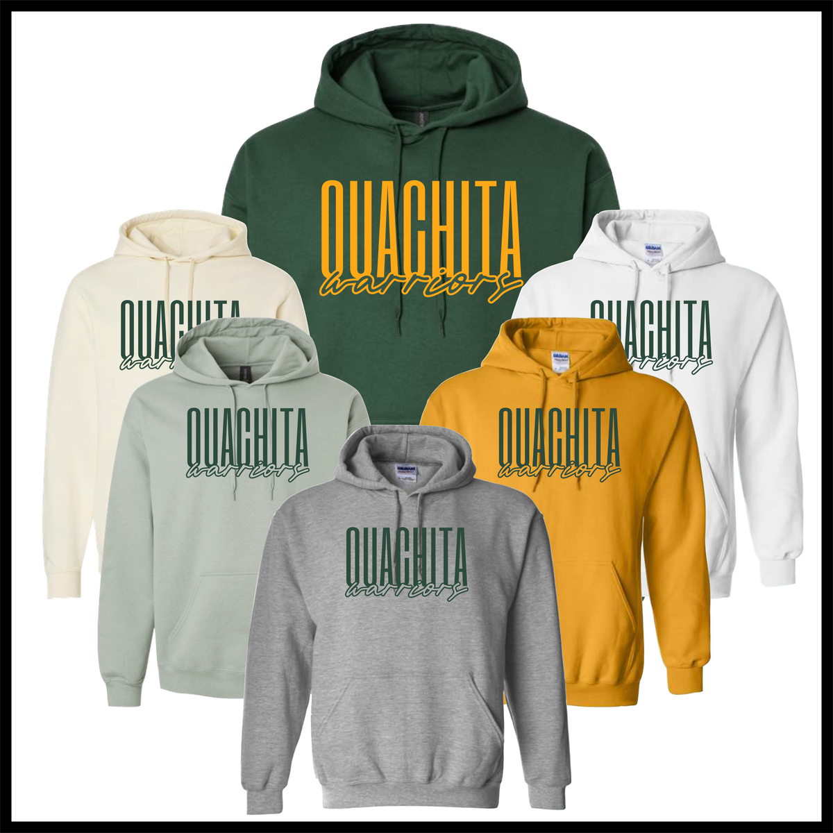 Ouachita Warriors Stacked Text Cotton Blend Hoodie Sweatshirt