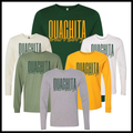 Ouachita Warriors Stacked Text Long Sleeve Ringspun Cotton T-Shirt