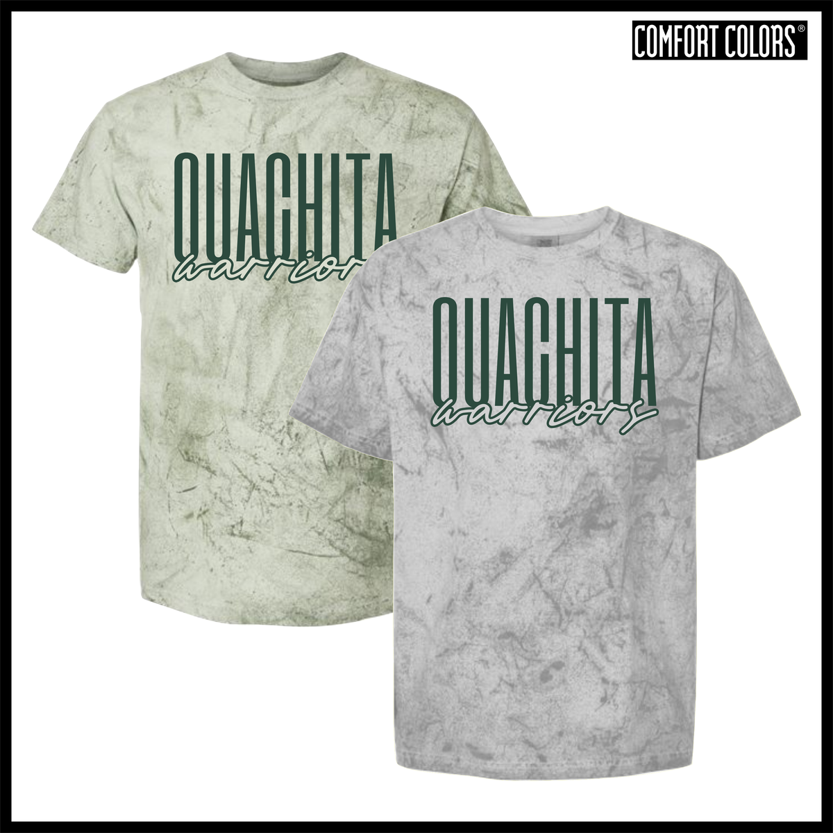 Ouachita Warriors Stacked Text Short Sleeve Comfort Colors Colorblast T-Shirt