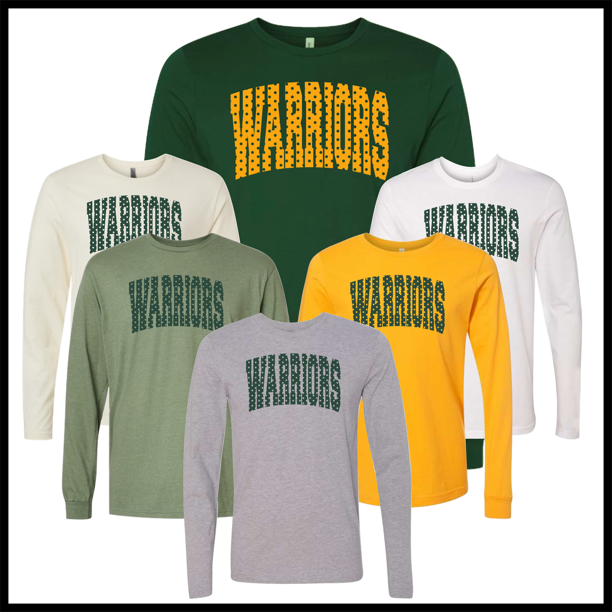 Ouachita Warriors Polka Dot Long Sleeve Ringspun Cotton T-Shirt