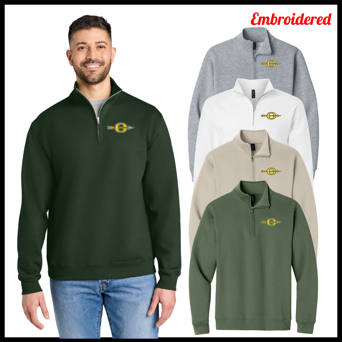 Ouachita Embroidered 1/4 Zip Cotton Blend Sweatshirt