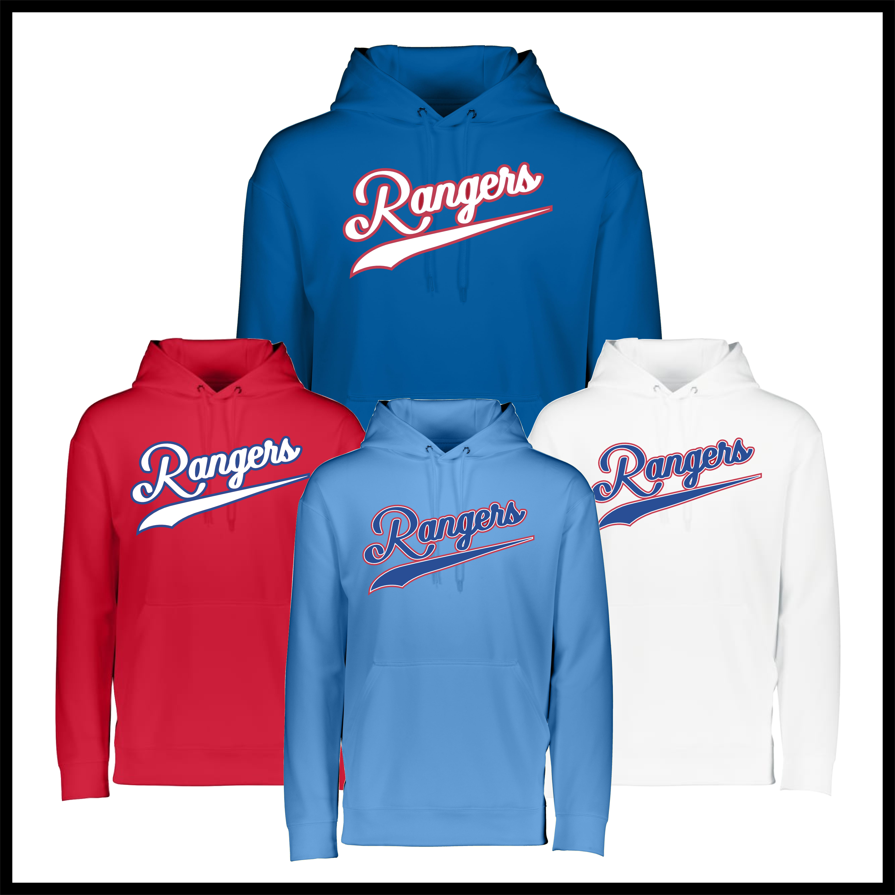 Rangers 100% Poly Wicking Hoodie Sweatshirt