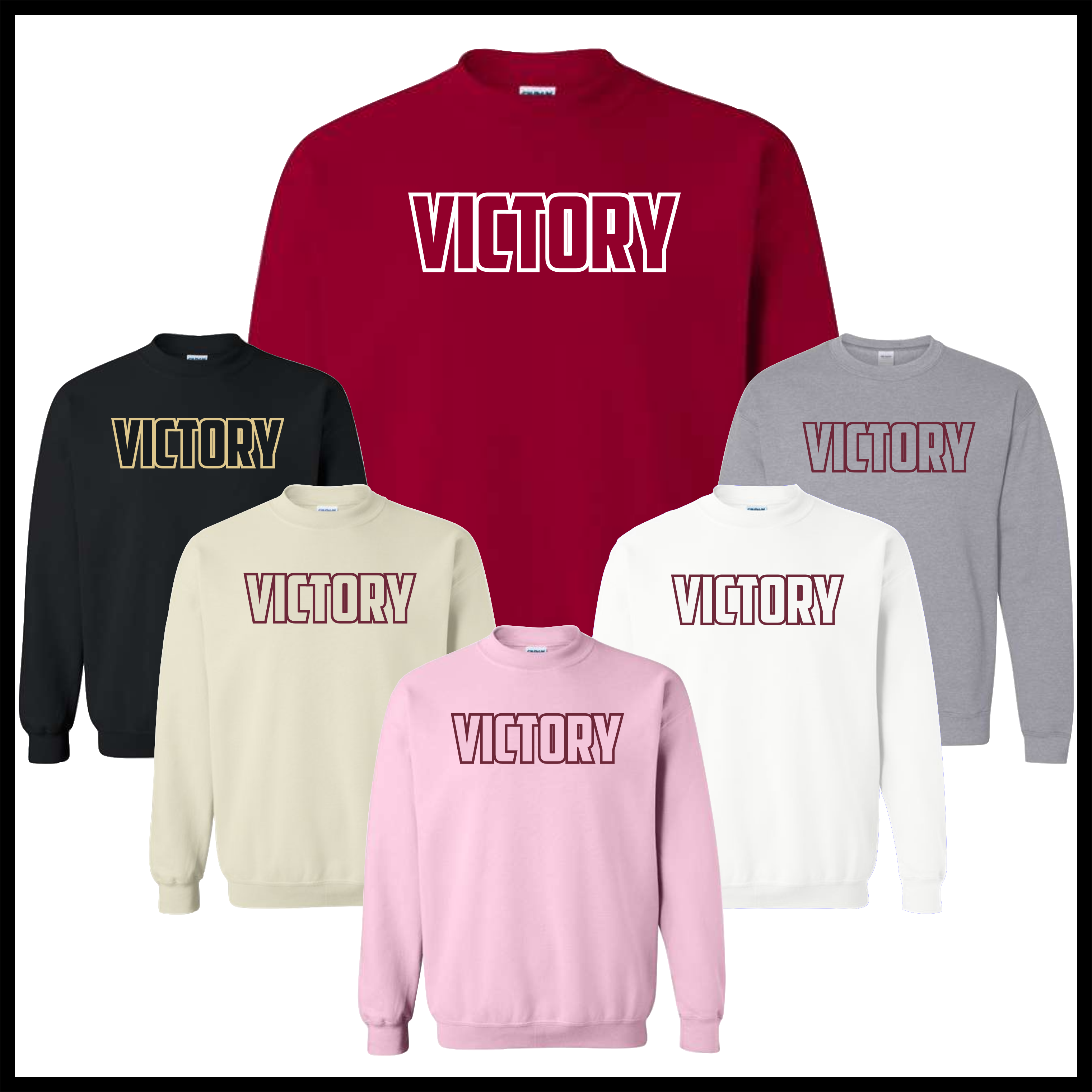 Victory Baseball Block Logo Cotton Blend Crewneck Sweatshirt