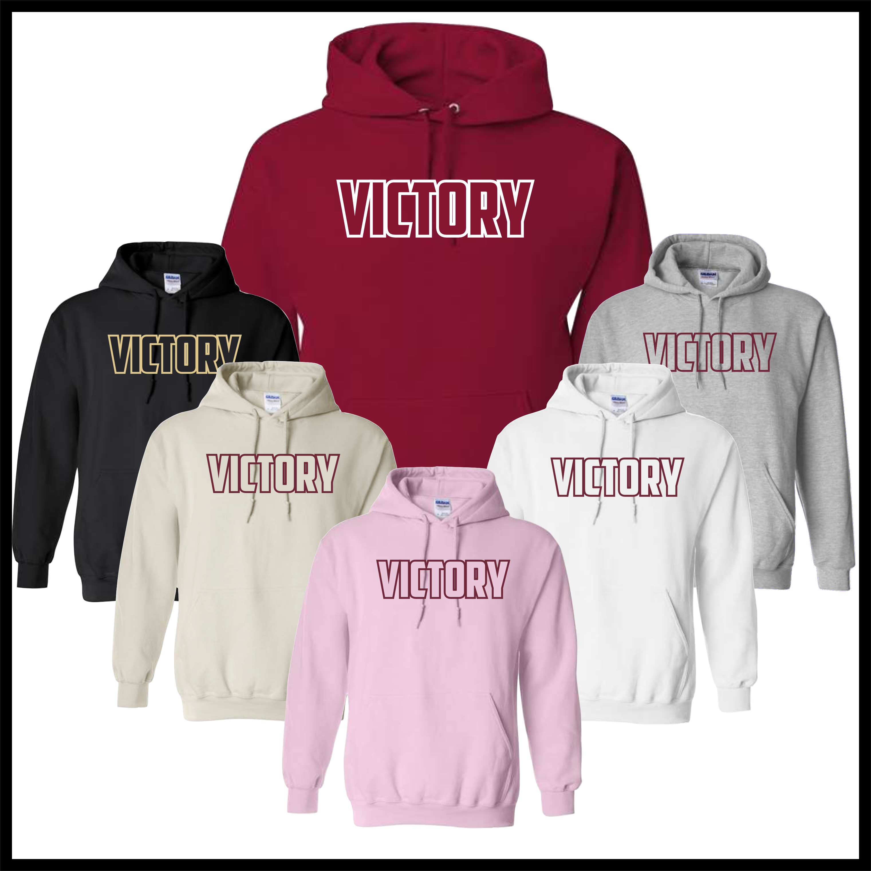 Victory Baseball Block Logo Cotton Blend Hoodie Sweatshirt