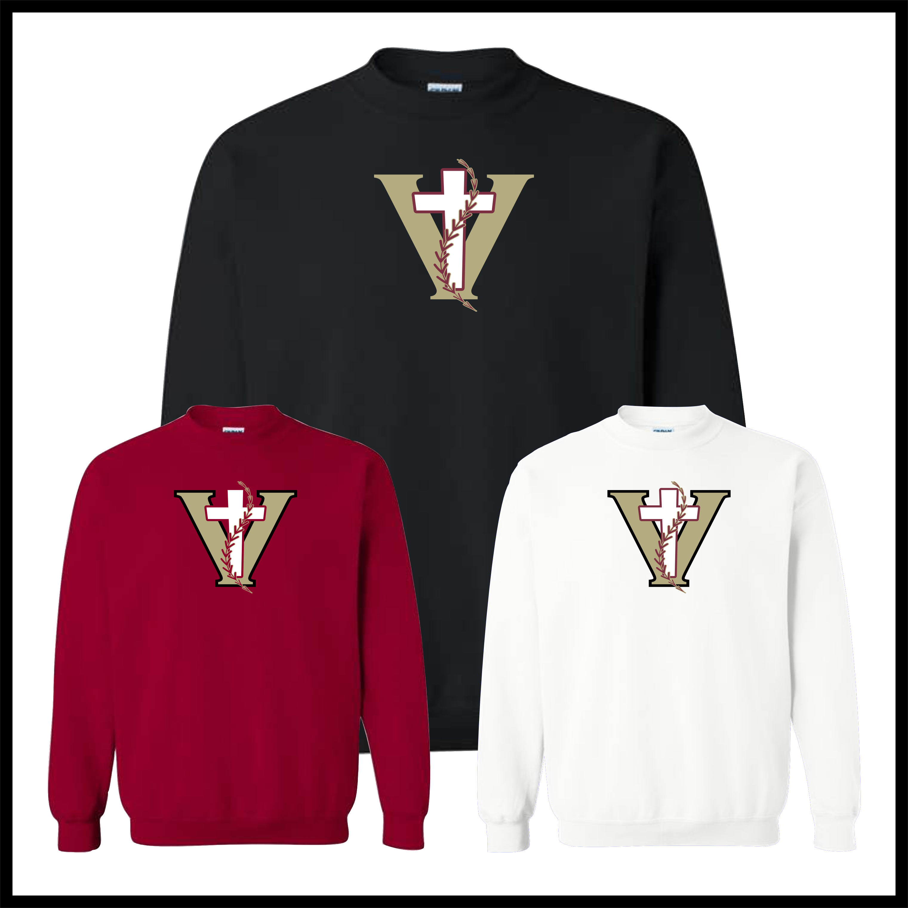 Victory Baseball V Logo Cotton Blend Crewneck Sweatshirt