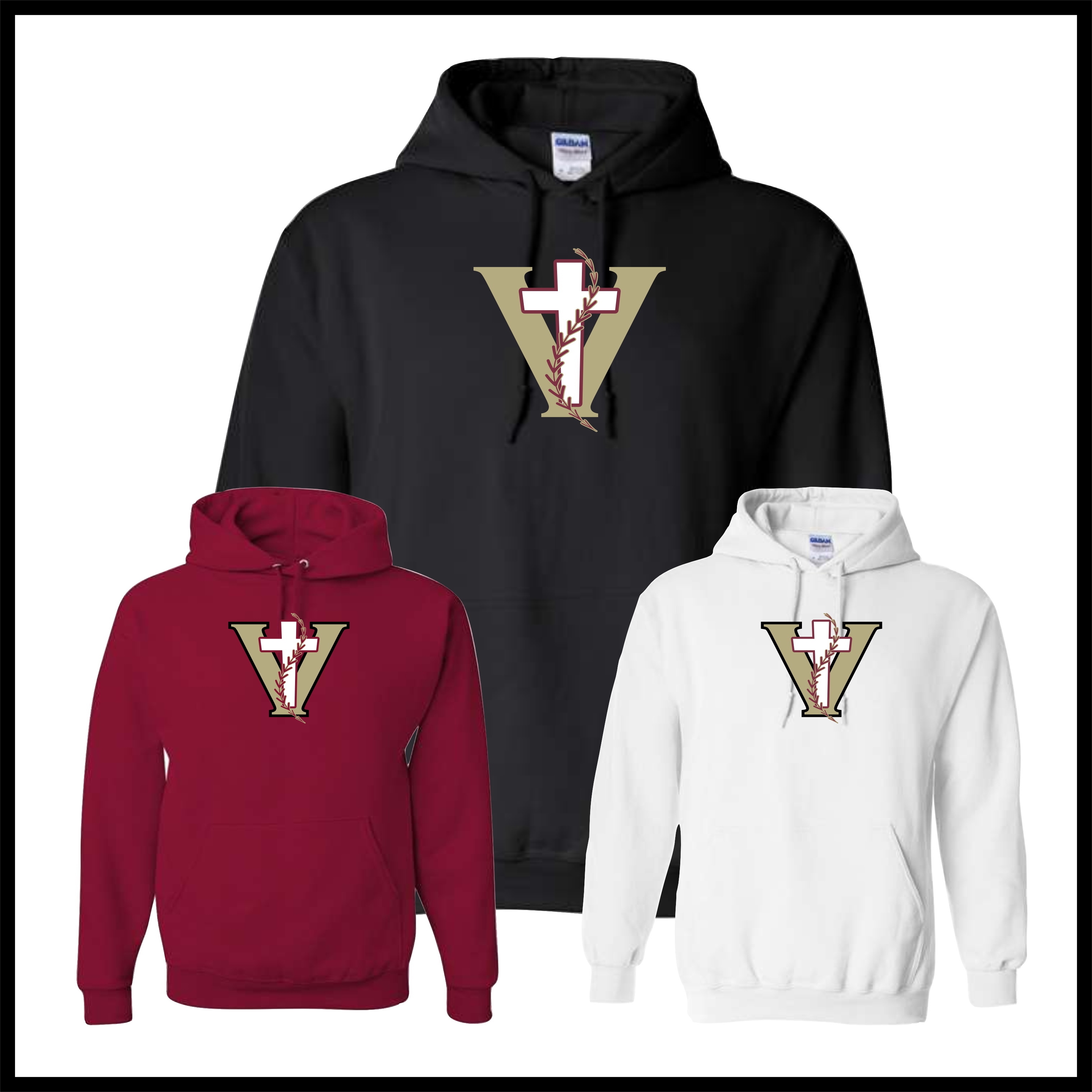 Victory Baseball V Logo Cotton Blend Hoodie Sweatshirt