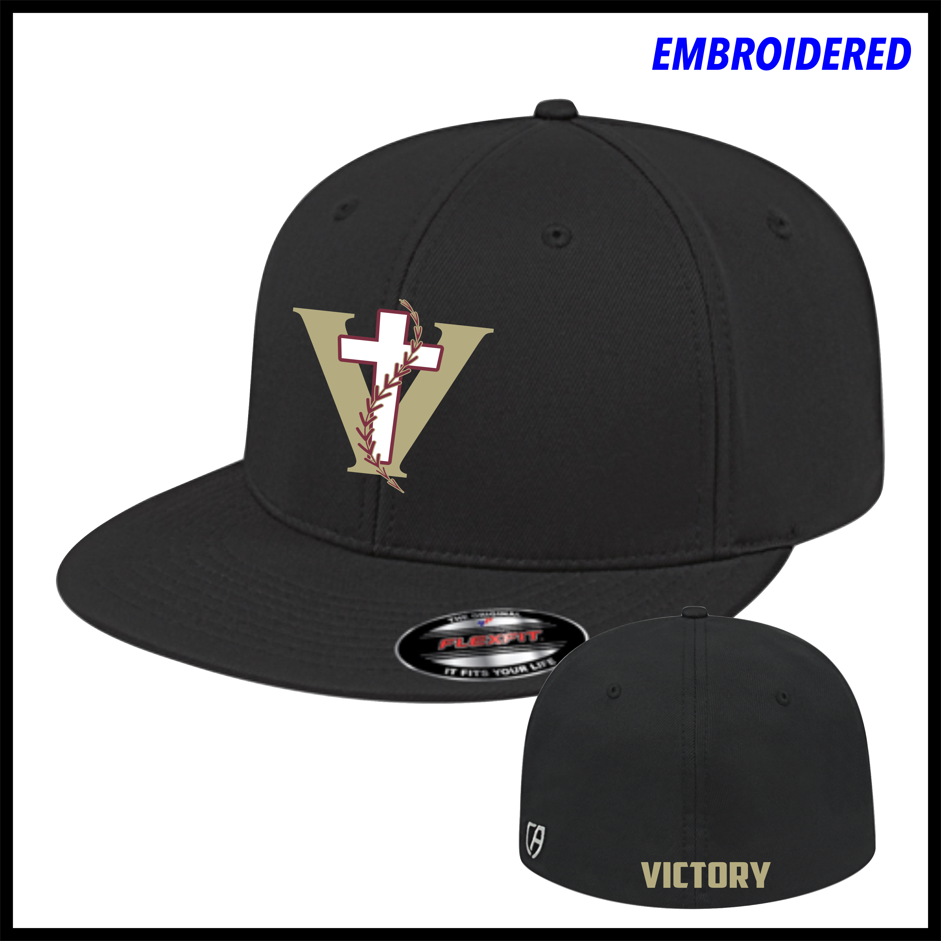 Victory Baseball Black FlexFit Hat