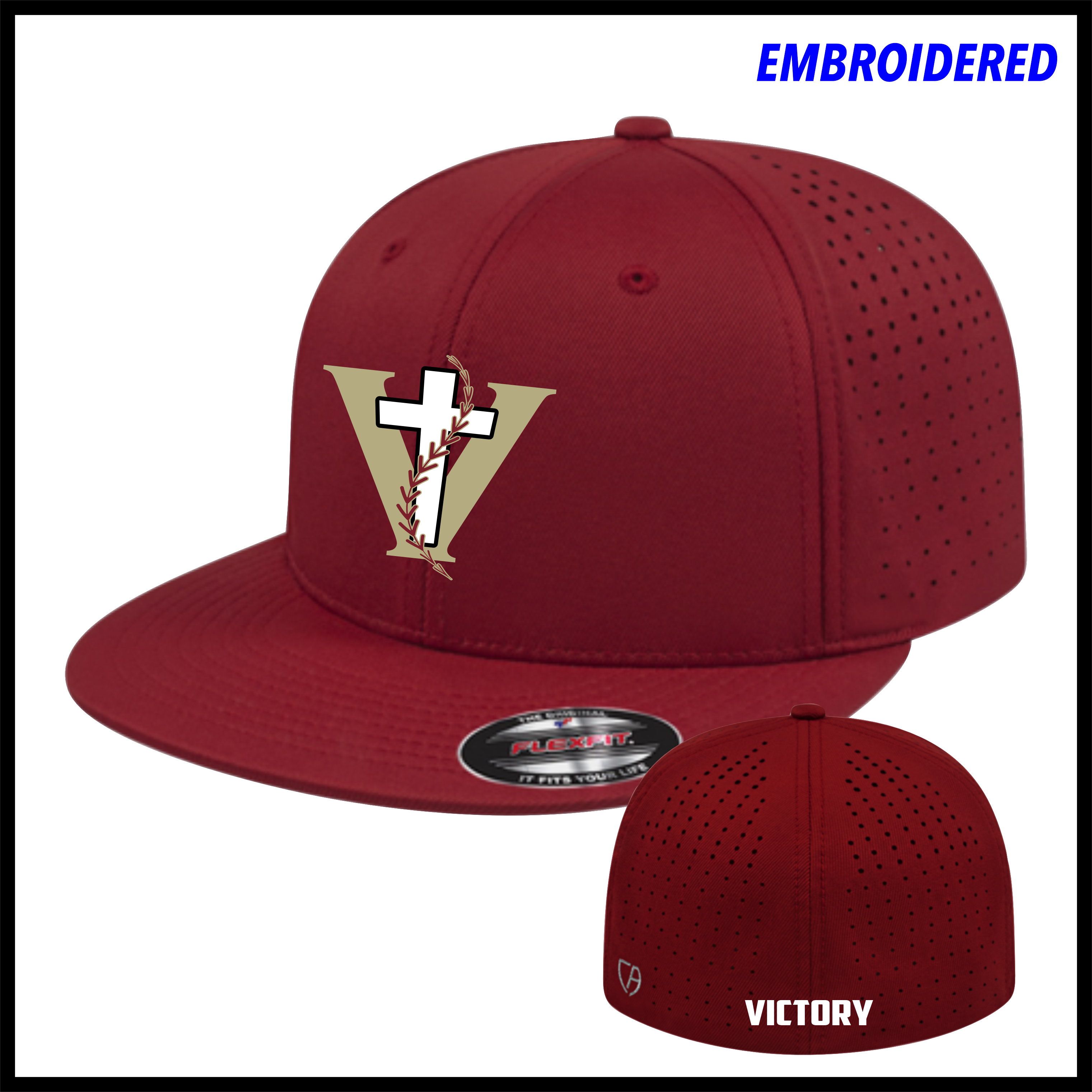 Victory Baseball Cardinal Red FlexFit Hat