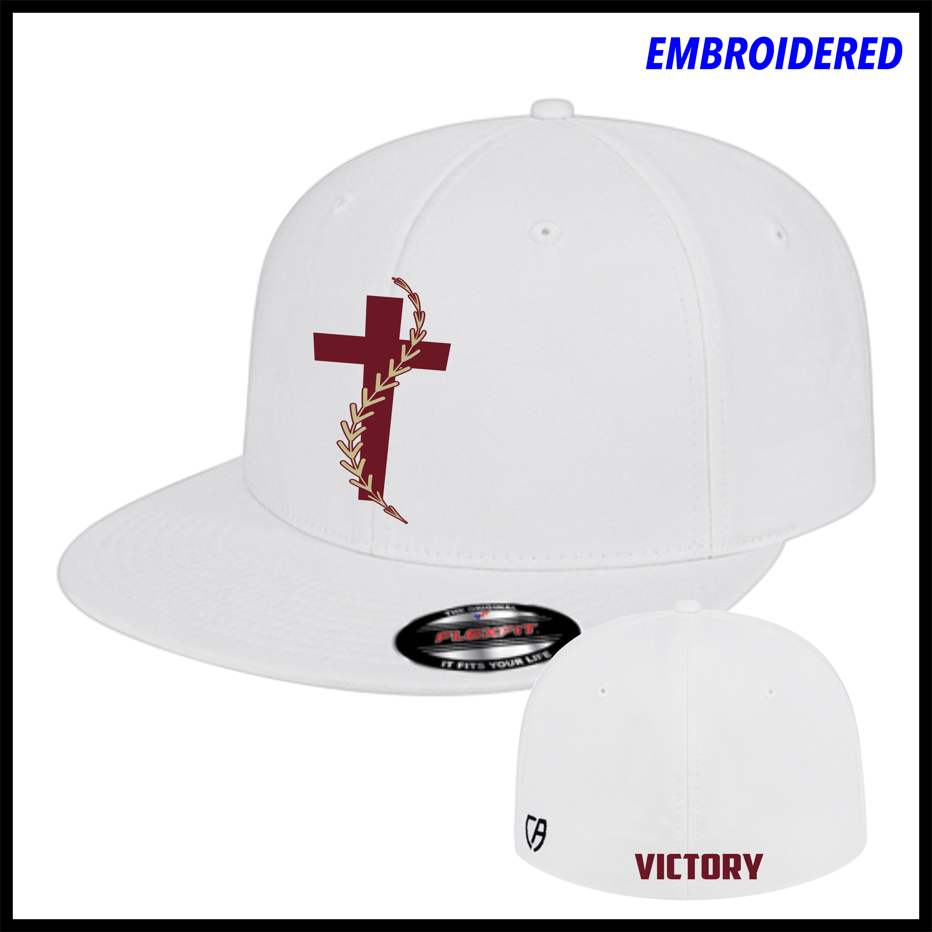 Victory Baseball White FlexFit Hat